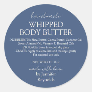 Navy Handmade Body Butter Organic Classic Round Sticker