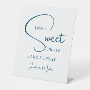 Navy   Handwritten Script Wedding Dessert Pedestal Sign