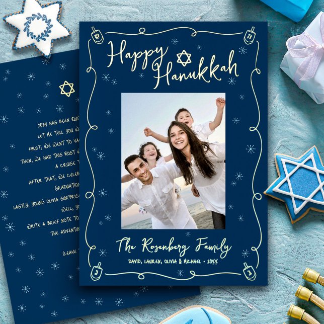 Navy Hanukkah Photo Hand Drawn Your Note Real Gold (Creator Uploaded)