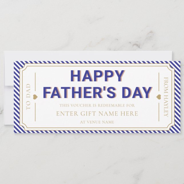 Navy Happy Father's Day Gift Voucher Card (Front)