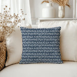 Navy Herringbone Markmaking Pattern Cushion<br><div class="desc">This Scandinavian inspired pillow features a simple abstract herringbone pattern. I created the pattern by hand and turned it into the herringbone style as it was what I have been looking for in my own home. This print is designed to bring a subtle texture and warmth to any room, making...</div>