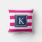 Navy & Hot Pink Monogram Striped | Throw Pillow