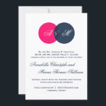 Navy & Hot Pink Twin Monograms Wedding Invitation<br><div class="desc">Navy & Hot Pink Twin Monograms Wedding Invitation</div>