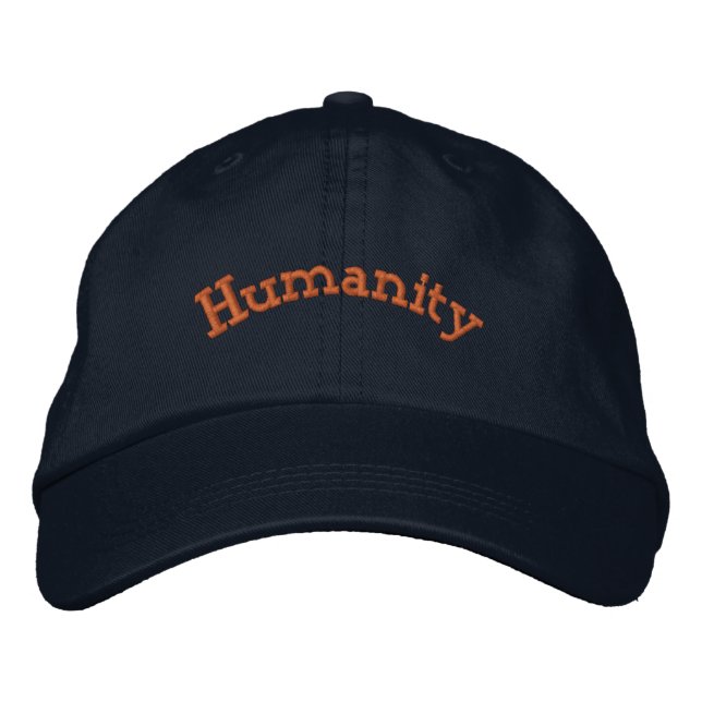 Navy Humanity Text-Hat Simple Powerful Statement  Embroidered Hat (Front)