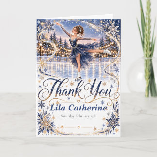 Navy Ice Skating Birthday Thank You Card