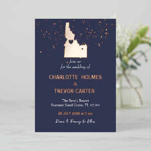 Navy Idaho State Map Wedding Gold