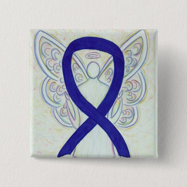 Navy, Indigo, Dark Blue Awareness Ribbon Angel Pin (Front)