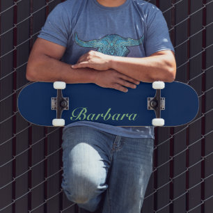 Navy Indigo Elegant Name   Classic Trendy  Skateboard