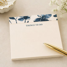 Navy Indigo Floral Cream To Do List