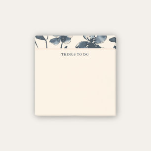 Navy Indigo Floral Cream To Do List Post-it Notes