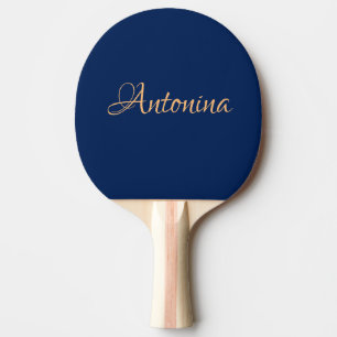 Navy Indigo Modern Name   Trendy Minimalist  Ping Pong Paddle