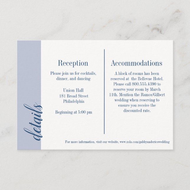 Navy Invitation Insert, Caroline Wedding (Front)