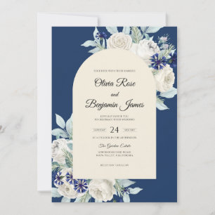 Navy Ivory Bloom Wedding Invitation