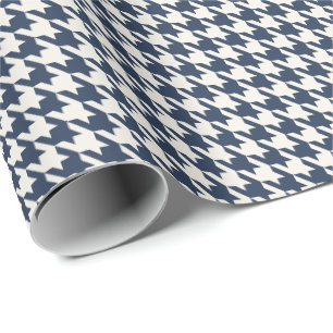 Navy & Ivory Houndstooth Pattern Classic Elegant Wrapping Paper