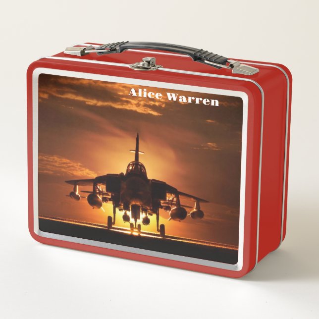 Navy Jet Sunset Metal Lunch Box (Front)