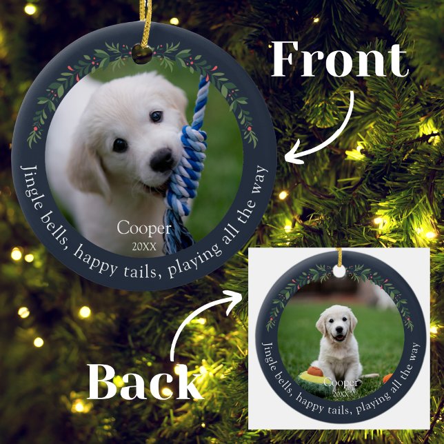 Navy Jingle Bells Pet Dog Christmas Ceramic Tree Decoration (Creator Uploaded)