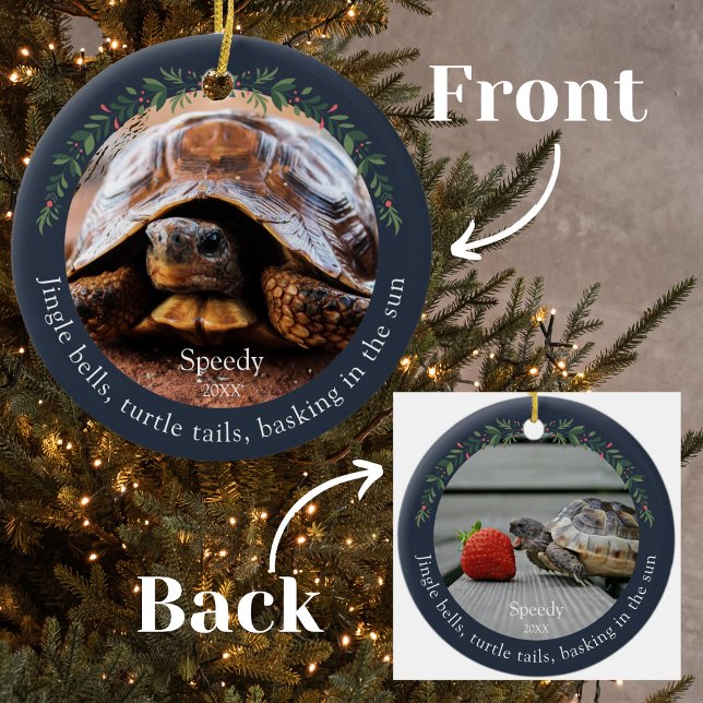 Navy Jingle Bells Pet Turtle Christmas Ceramic Tree Decoration (Creator Uploaded)