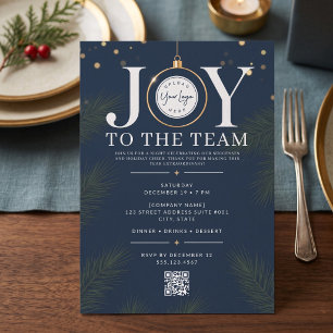 Navy JOY To The Team Corporate Holiday Invitation