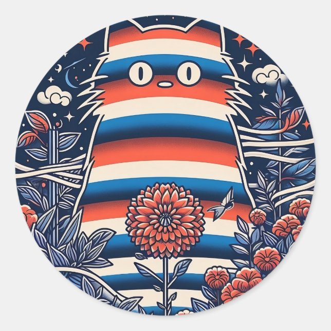 Navy Kat Laptop Classic Round Sticker (Front)