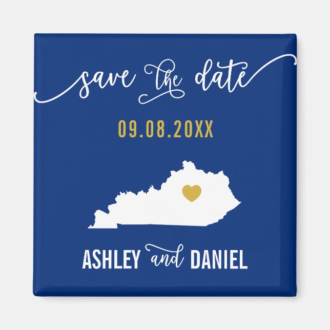 Navy Kentucky Wedding Save the Date Map Magnet (Front)