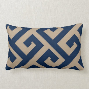 Navy & Khaki Geometric Design Pillow