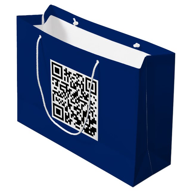 Navy Large Custom Bag QR Code for Brand Marketing (Front Angled)