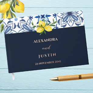 Navy Lemon Italian Mediterranean Wedding Guest Book