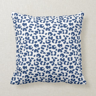 Navy Leopard Print Throw Pillow
