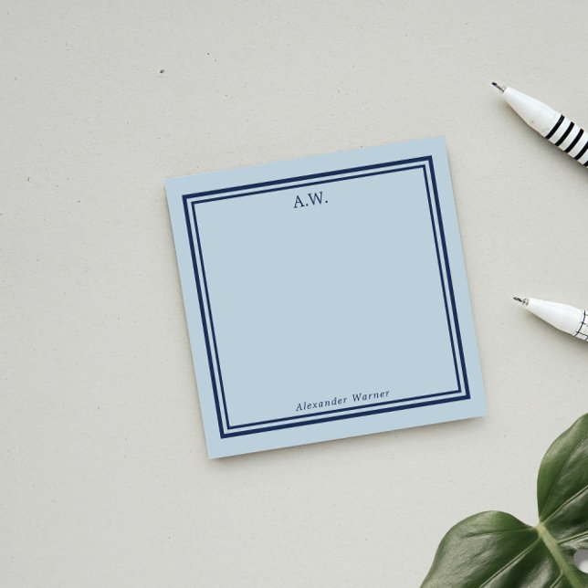 Navy & Light Blue Monogrammed Post-it Notes (Creator Uploaded)