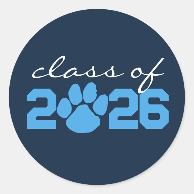 Navy & Light Blue Pawprint Graduation Stickers (Creator Uploaded)