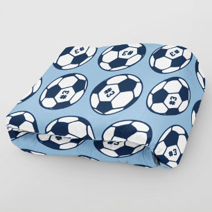 Navy Light Blue Soccer Ball Number Pattern Fleece Blanket