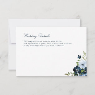 navy & light blue wedding details card