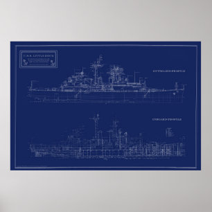 Navy Light Cruiser Little Rock Blueprint Poster