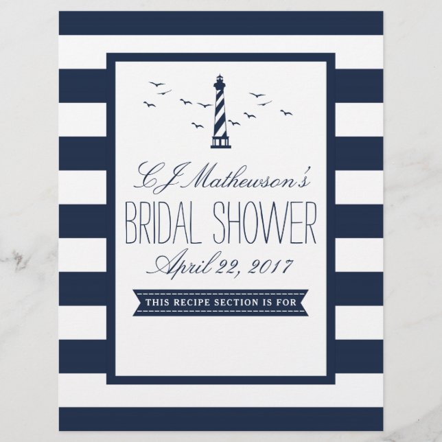 Navy Lighthouse Nautical Bridal Shower Divider (Front)