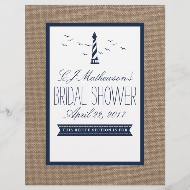 Navy Lighthouse Nautical Bridal Shower Divider (Front)