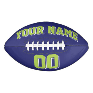 NAVY LIME GREEN AND WHITE Custom Football
