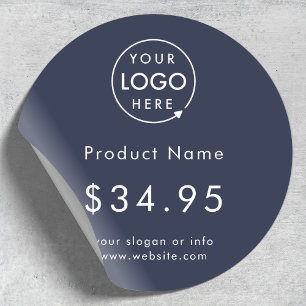 Navy Logo Modern Product Price Tag Sticker