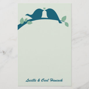 Navy Love Birds Stationery