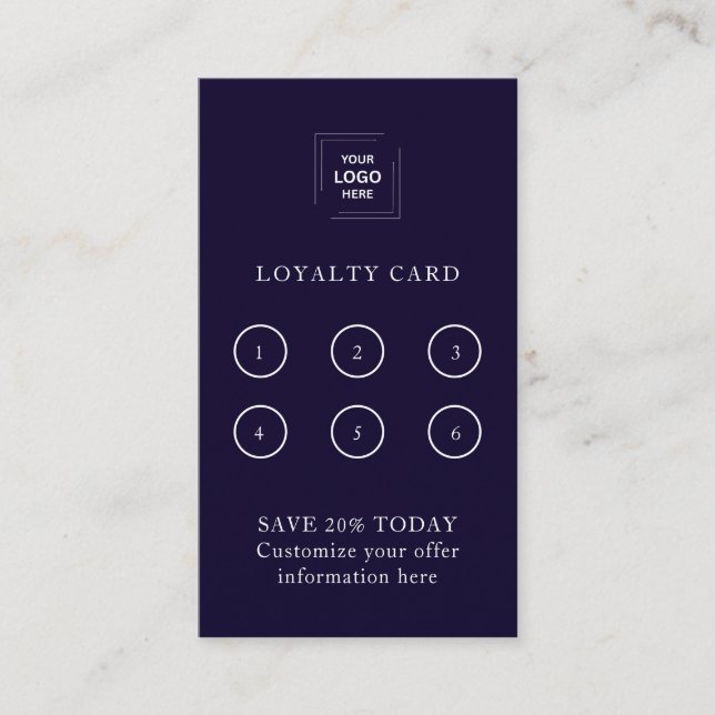 Navy Loyalty Reward Customer Retention Style Card (Front)