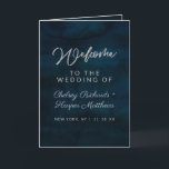 Navy Lustre Dark Blue Watercolor Wedding Ceremony Programme<br><div class="desc">Navy Lustre Dark Blue Watercolor Design,  with Silver Sparkle Typography,  and beautiful watercolour background texture. With Modern Chic Script Fonts. A trendy & Luxurious style - Personalised Wedding Ceremony Folded Program!

 ~ Check my shop to see the entire wedding suite for this design!</div>