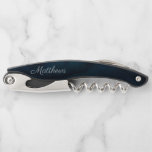 Navy Lustre Dark Blue Watercolor Wedding Monogram Corkscrew<br><div class="desc">Navy Lustre Dark Blue Watercolor Design,  with Silver Sparkle Typography,  and beautiful watercolour background texture. With Modern Chic Script Fonts. A trendy & Luxurious style - Personalised Wedding Monogram Newlywed Keepsake Corkscrew!

 ~ Check my shop to see the entire wedding suite for this design!</div>