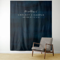 Navy Lustre Dark Blue Wedding Photo Booth Backdrop