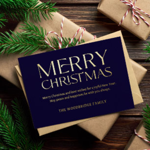 Navy Luxury Christmas Card Elegant Font photo