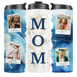 Navy Marble Mom Photo Coffee Travel Tumbler Mug