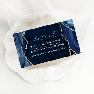 Navy, Marble & Silver Agate Details Note Card