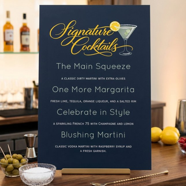 Navy Margarita Martini Cocktail Menu Sign  (Creator Uploaded)