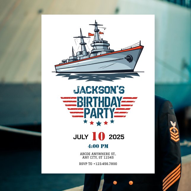 Navy Marine Army Ship Birthday Invitation (Creator Uploaded)