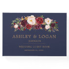 Navy Marsala Floral Elegant Wedding Guest Book