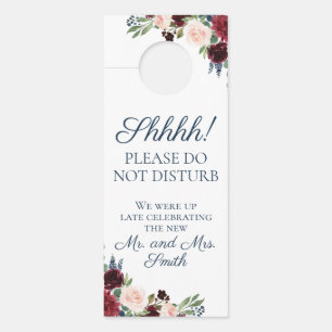 Navy Marsala Floral Wedding Door Hangers