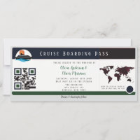 Navy Marsala Green Cruise Boarding Pass Wedding